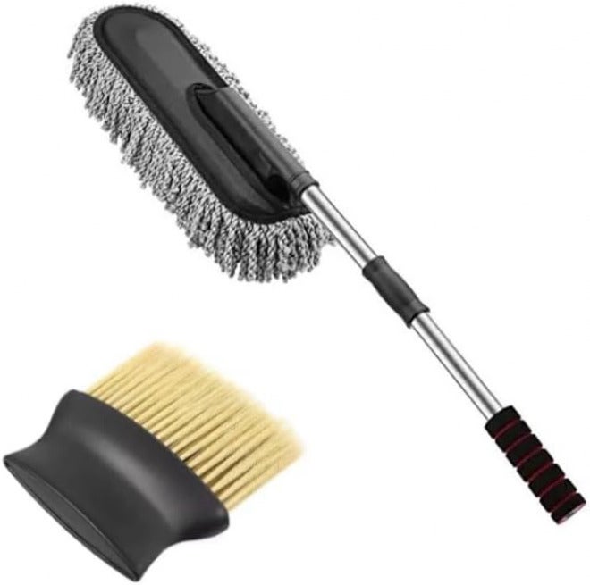 Kmils Microfiber Car Duster with Long Handle, Interior and Exterior Car Cleaning Brush (Pack of 2) Hot & cold climate compatible - Image 1