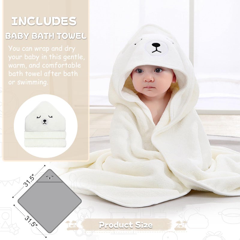 MoreFeel Collapsible Baby Bathtub for Newborn with Thermometer & 1 Hooded Towel & 1 Soft Floating Cushion - Image 3