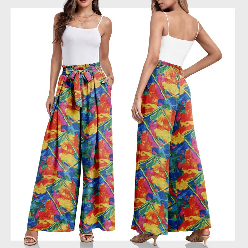 Lepunuo Wide Leg Pants for Women Work Business Casual High Waisted Colorful Pants Flowy Trousers Office - Image 5