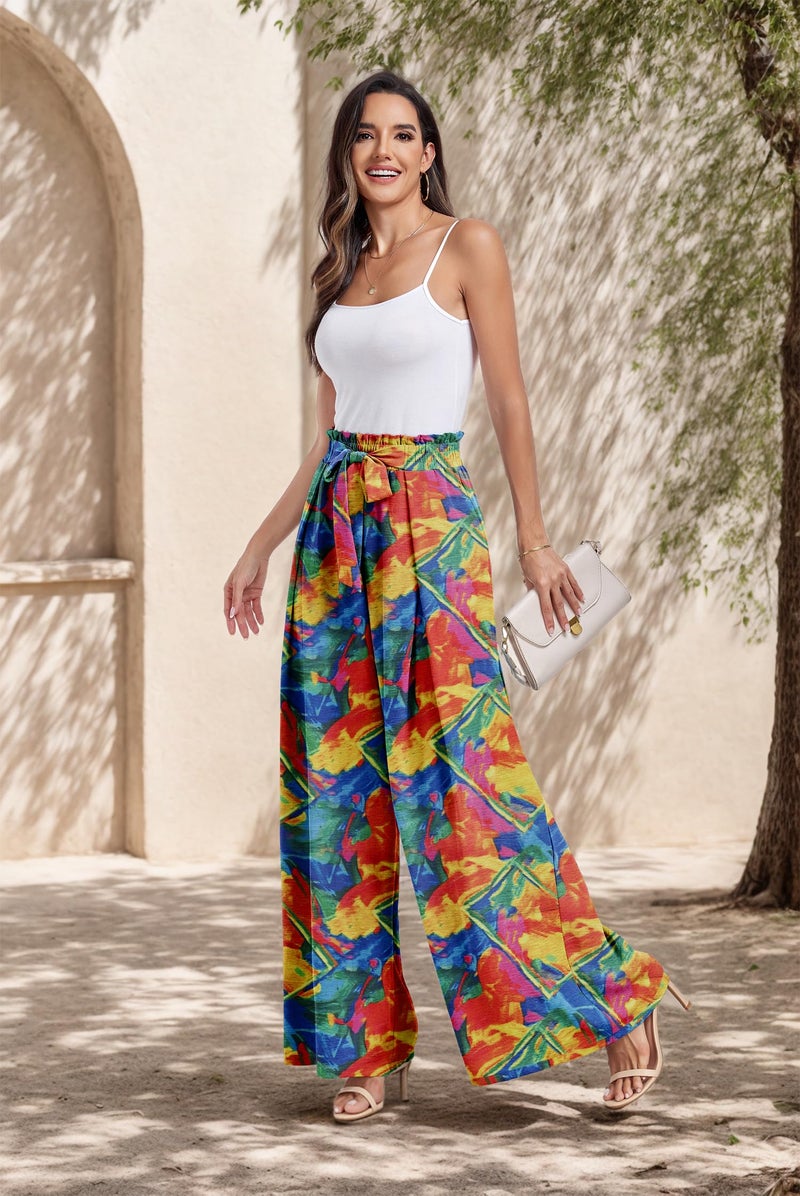 Lepunuo Wide Leg Pants for Women Work Business Casual High Waisted Colorful Pants Flowy Trousers Office - Image 2