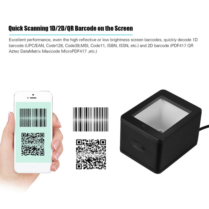 ماسح باركود سطح المكتب YHD-9800 أحادي البعد / ثنائي البعد / QR متصل باليو إس بي قراءة رموز الباركود باستخدام صورة CMOS بدون لمس للدفع عبر الجوال - Image 4