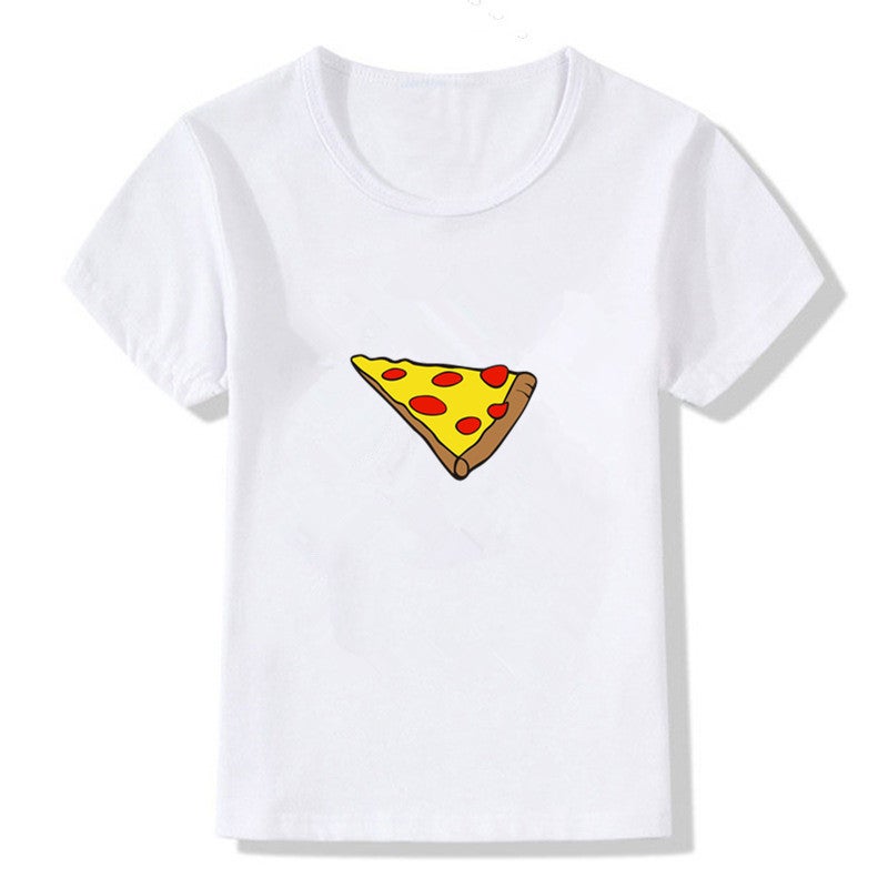 2024 Parent-Child Clothing Ins Children'S Clothing Cute Pizza Short-Sleeved T-Shirt - Image 1