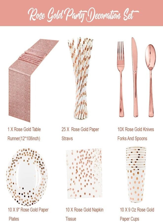 Go4Shop Rose Gold Party Decoration Set Rose Gold Theme Party Decoration Including Plates, Napkins, Cups, and More (115 Pieces) - Image 4