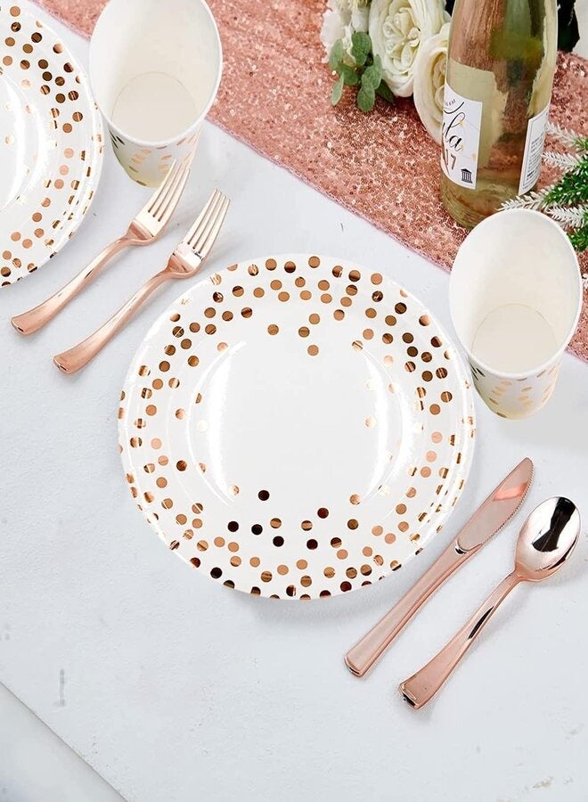 Go4Shop Rose Gold Party Decoration Set Rose Gold Theme Party Decoration Including Plates, Napkins, Cups, and More (115 Pieces) - Image 5