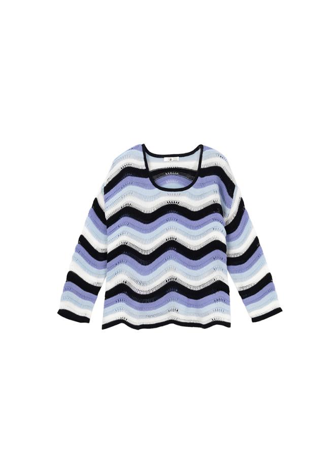Two-day Large Size Women's 200kg Spring New Fat Mm Hollow Wave Rainbow Stripe Sweater F2 3