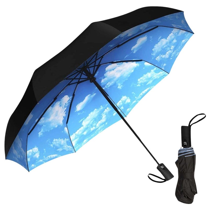 FIgment Windproof Travel Umbrella, Automatic Open Close, Big Size for Men, Women, Kids, UV Protection, Stylish Folding Umbrella, Compact 3 Fold Design, Rain and Sun Umbrella, Lightweight - Image 1