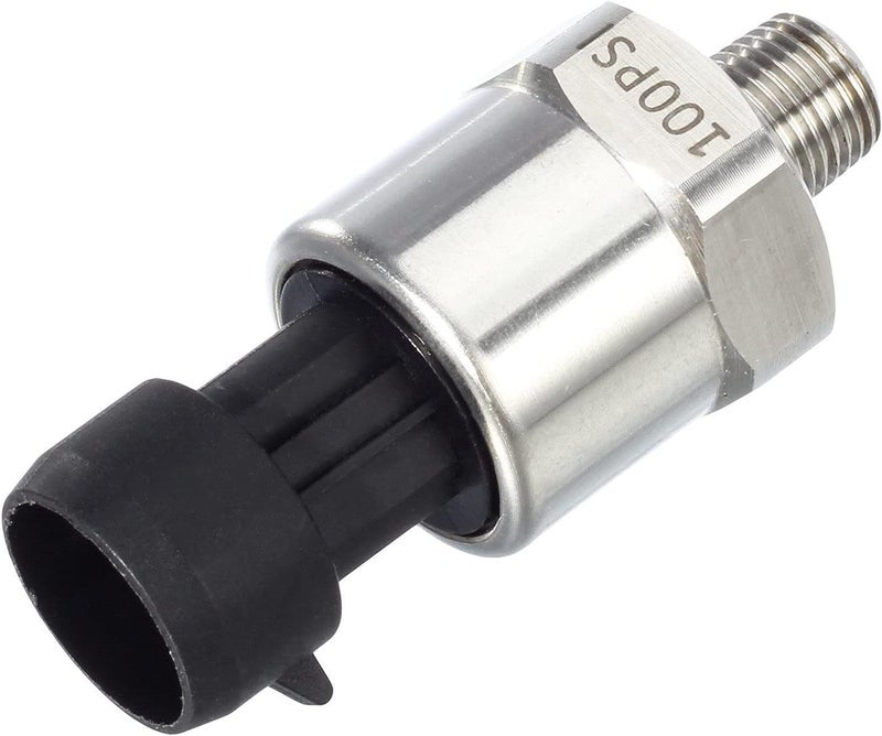 AUTEX 100psi Pressure Transducer Sensor, 0-100 Psi Pressure Sender 1/8" -27 NPT Oil Pressure Transmitter 316 Stainless Steel with Connector Harness Kit For Oil Fuel Air Water Pressure - Image 1