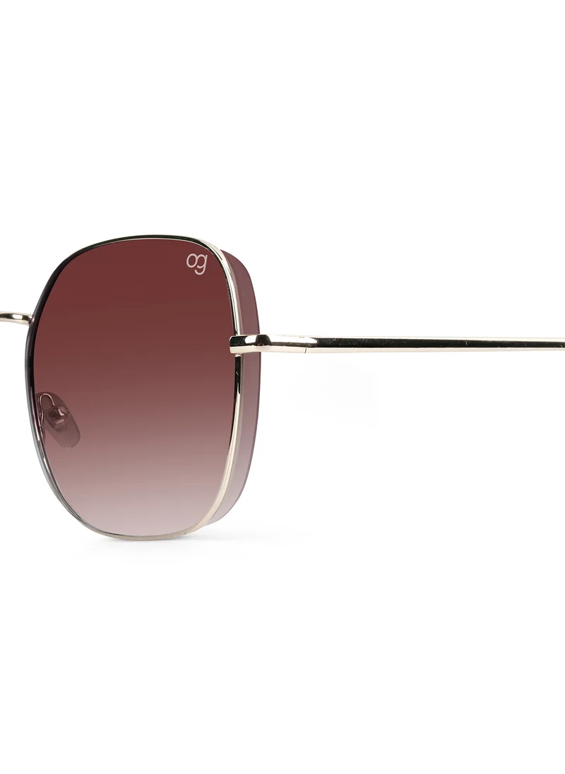 Woggles Latest & Stylish UV Protected Golden Oversized Sunglasses for Women