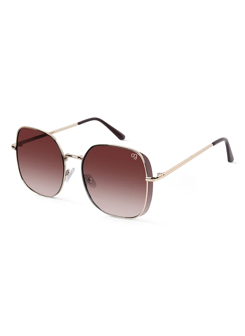 Woggles Latest & Stylish UV Protected Golden Oversized Sunglasses for Women