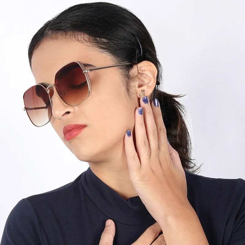 Woggles Latest & Stylish UV Protected Golden Oversized Sunglasses for Women