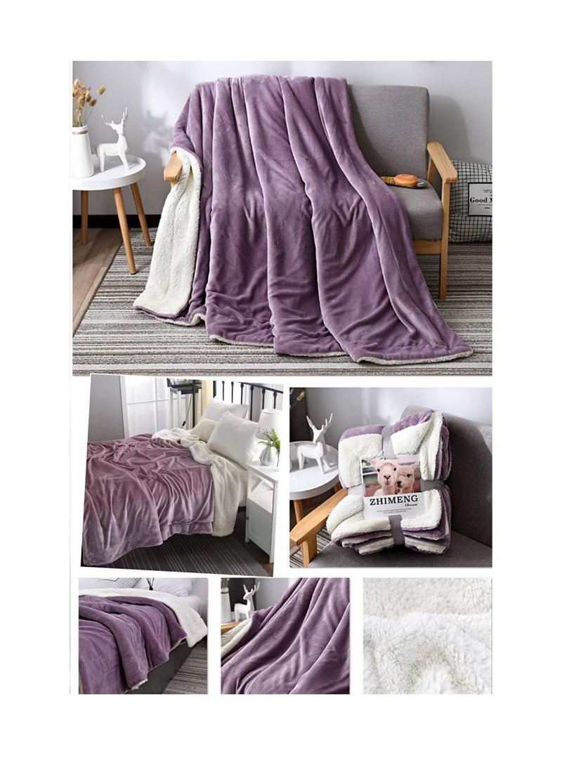 Bedding Fleece Throw Blanket Warm Reversible Plush Fleece Bed Blanket 200*230 c 