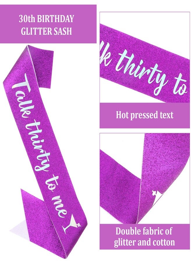 Semato 30th Birthday Sash & Tiara Kit - Purple 30th Birthday Party Favors - Image 3