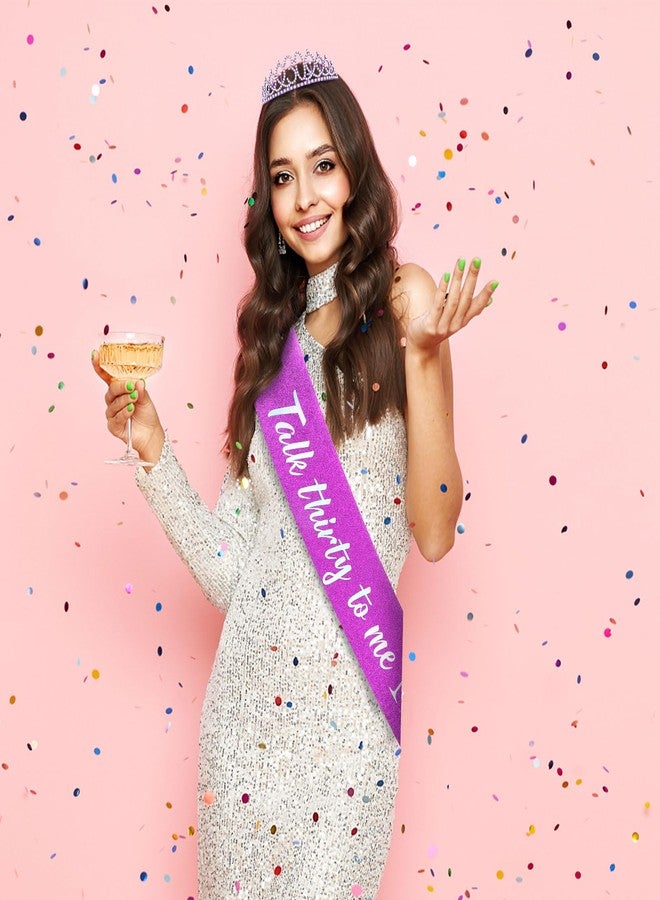 Semato 30th Birthday Sash & Tiara Kit - Purple 30th Birthday Party Favors - Image 4