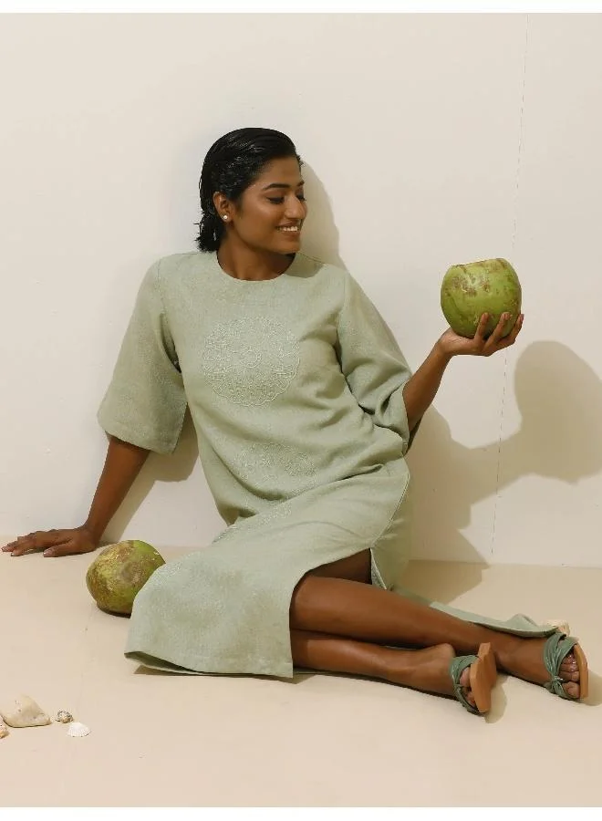 trueBrowns Embroidered Linen Dress