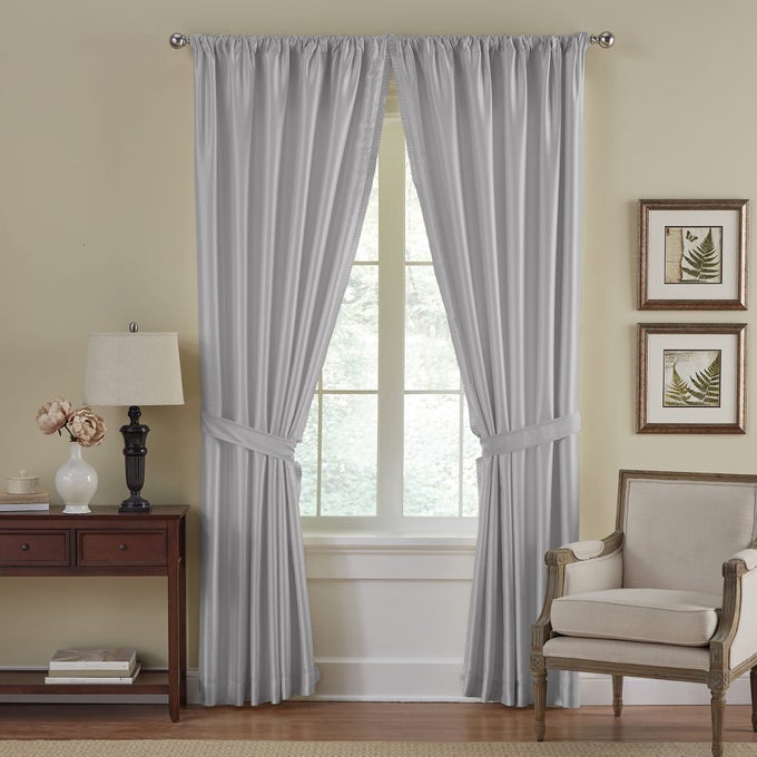 HOME FASHIONS VERSAILLES FAUXSILK ROOMDARKENING CURTAIN PANEL BLACKOUT CURTAIN WITH ROD POCKET 52 INCHES BY 84 INCHES GREY 1 PANEL