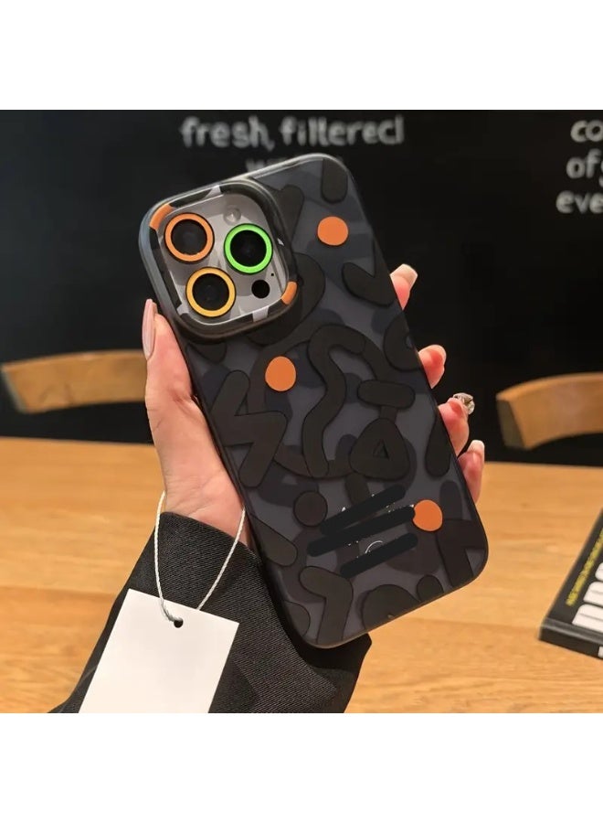 Temu Matte Sketch Pattern Smartphone Case Designed with Magnetic Wireless Charging and Durable Hard Back, Shockproof and Scratch Resistant Compatible with iPhone 15 Pro Max