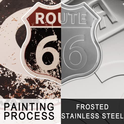 HANTAJANSS علامات الطريق القديمة HANTAJANSS Route 66 ديكور غرفة معدني لافتة لافتة طريق عتيقة ديكور من الصفيح للمنزل والغرفة وديكور جدار المرآب 12× 12 بوصة - Image 2