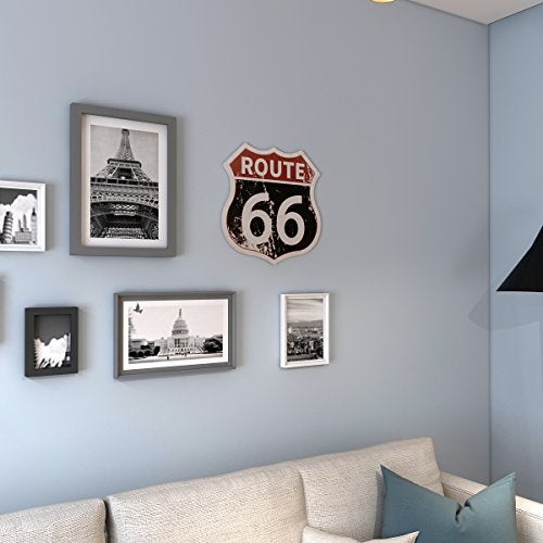 HANTAJANSS علامات الطريق القديمة HANTAJANSS Route 66 ديكور غرفة معدني لافتة لافتة طريق عتيقة ديكور من الصفيح للمنزل والغرفة وديكور جدار المرآب 12× 12 بوصة - Image 3