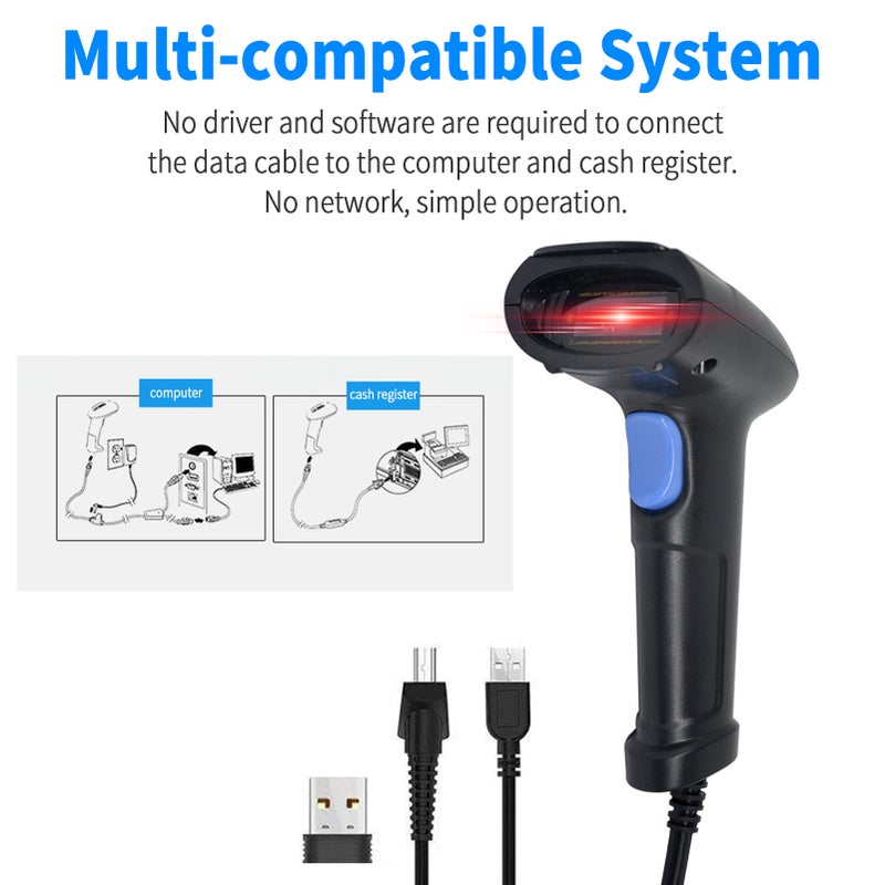 2D Barcode Scanner, USB Wired Connection for Store, Warehouse POS, Computer, Tablet, iPhone, iPad, Android - Image 4
