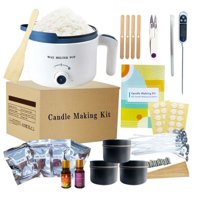 DIY Candle Making Kit with Electric Wax Melter Make Your Own Wax Melts Kit Adults with15lbs Soy Wax for Candle Making ThermometerDyesFragrance and More