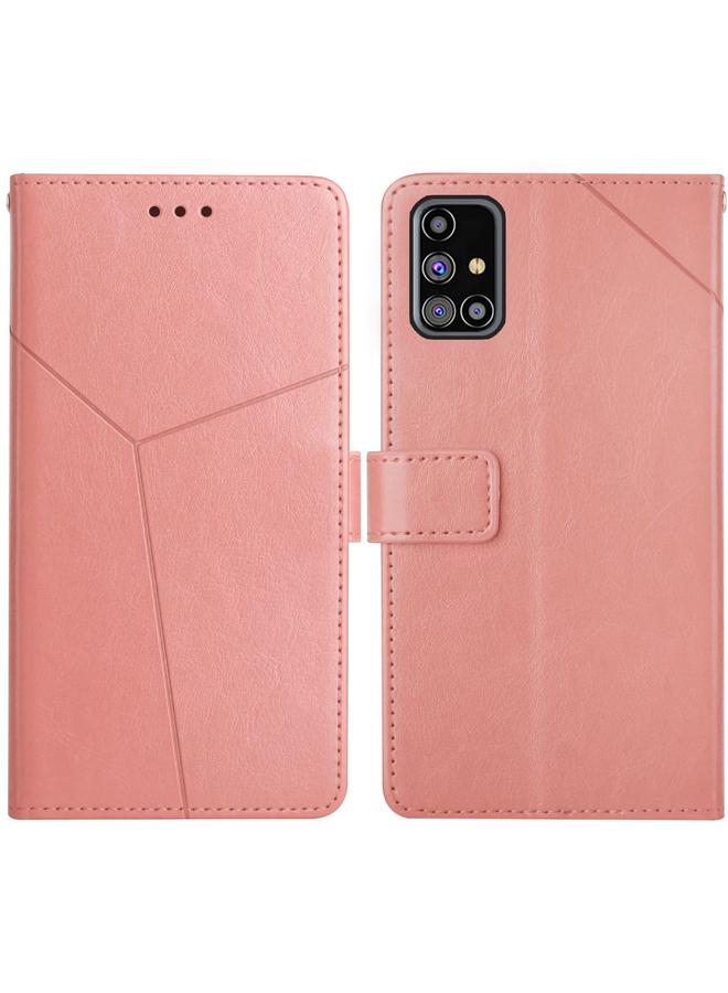 اس-توب جراب لهاتف Samsung Galaxy M31s، جراب جلدي قلاب أفقي بخياطة Y مع حامل وفتحات للبطاقات ومحفظة وإطار للصور - Image 1