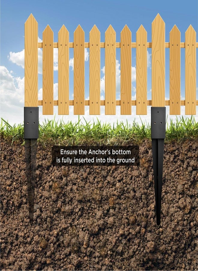 WIMART Fence Post Anchor 4''x4'', Heavy Duty Metal Fence Post Anchor Ground Spike 24''x4''x4'' for Fence, Mailbox, Bird feeder, Decking, Banner, ... with The Black Powder Coating Cover on The Surface (Set 2) - Image 4