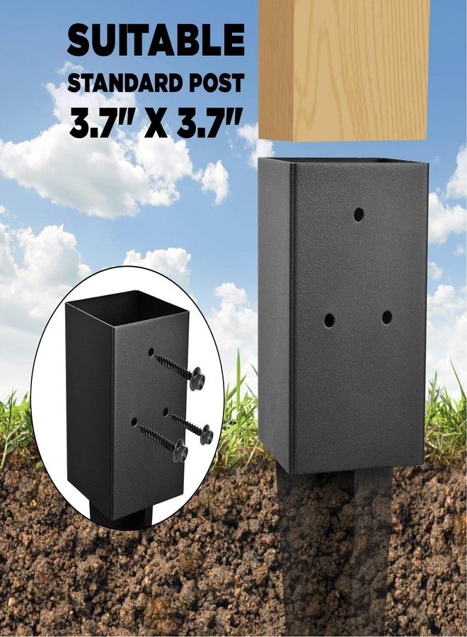 WIMART Fence Post Anchor 4''x4'', Heavy Duty Metal Fence Post Anchor Ground Spike 24''x4''x4'' for Fence, Mailbox, Bird feeder, Decking, Banner, ... with The Black Powder Coating Cover on The Surface (Set 2) - Image 3