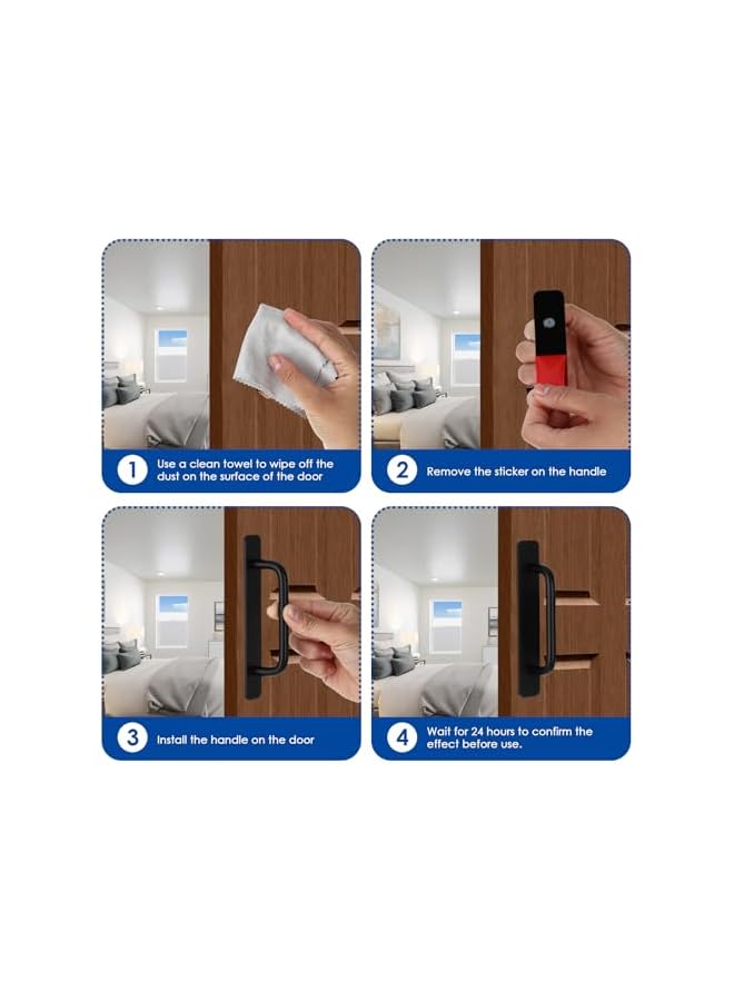 promass 2 Pcs Adhesive Handles Cabinet Handles Sliding Door Handles Closet Door Handles Door Pull Handles Stick on Handles for Kitchen Bedroom Window (Black) - Image 4