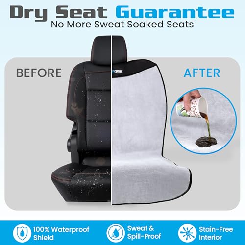 HAPPEGEAR Happeseat Waterproof Car Seat Cover & Protector – Universal Fit Car Seat Towel Cover – Non-Slip Backing, Easy Install & Storage, Machine Washable, Fits Front & Back, Silver - Image 2