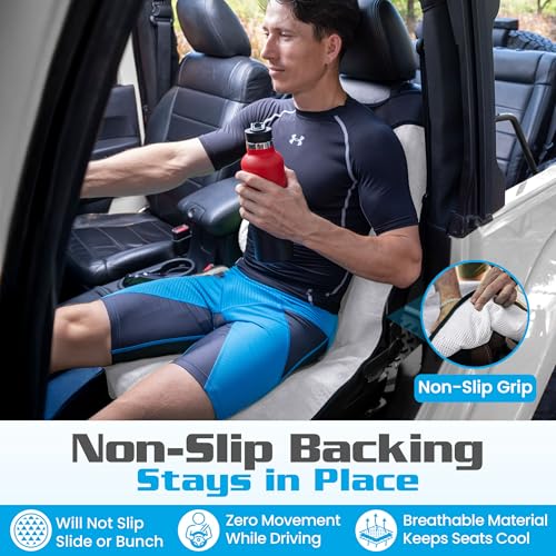 HAPPEGEAR Happeseat Waterproof Car Seat Cover & Protector – Universal Fit Car Seat Towel Cover – Non-Slip Backing, Easy Install & Storage, Machine Washable, Fits Front & Back, Silver - Image 3