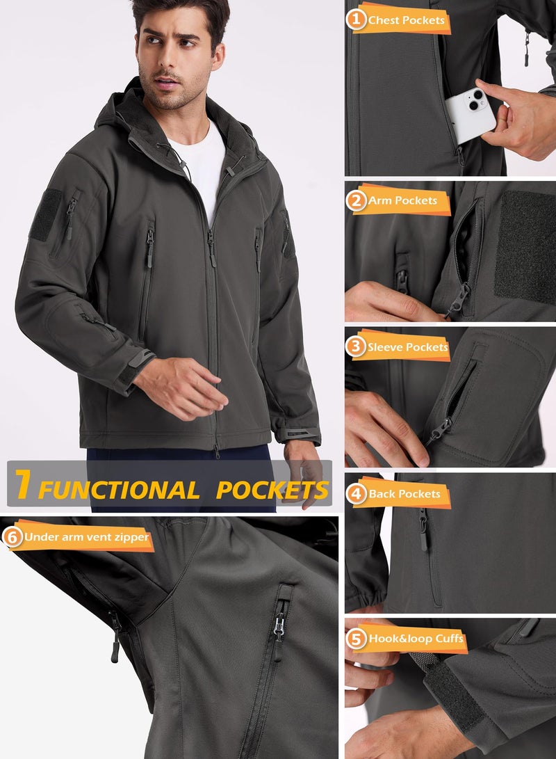 ReFire Gear Men's Army Special Ops Military Tactical Jacket Softshell Fleece Hooded Outdoor Coat - Image 5