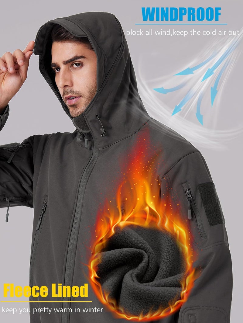 ReFire Gear Men's Army Special Ops Military Tactical Jacket Softshell Fleece Hooded Outdoor Coat - Image 2