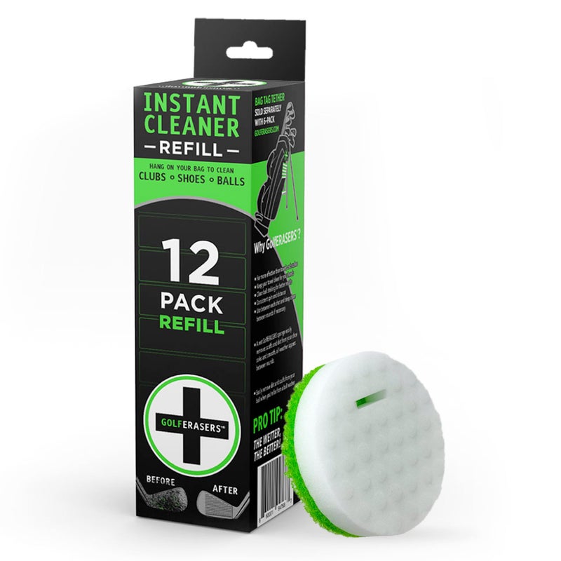 GolfERASERS Instant Golf Eraser Premium DualSided Sponge for Cleaning Clubs Shoes  Golf Balls  Golf Club Cleaner Golf Ball Cleaner Golf Club Groove Cleaner 12 Pack Refill Bag Tether NOT Included