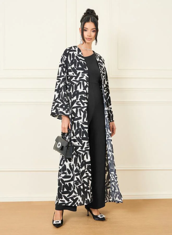 Styli Abstract Print Maxi Length Kimono