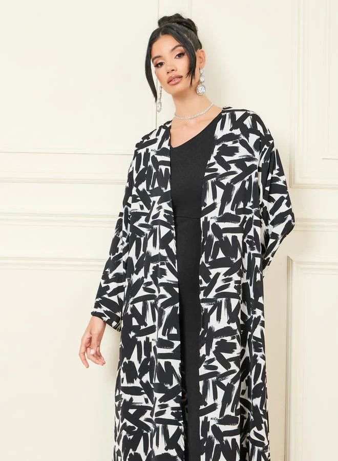 Styli Abstract Print Maxi Length Kimono