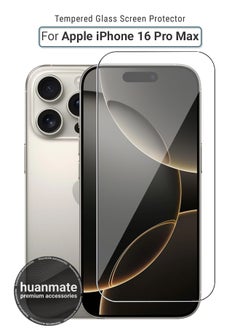 huanmate Apple iPhone 16 Pro Max Tempered Glass Screen Protector – High Transparency, Delicate Touch, Anti-Explosion, Smooth Arc Edges, Easy Installation, Screen Protector for Apple iPhone 16 Pro Max  - Image 1