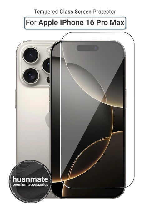 Apple iPhone 16 Pro Max Tempered Glass Screen Protector – High Transparency, Delicate Touch, Anti-Explosion, Smooth Arc Edges, Easy Installation, Screen Protector for Apple iPhone 16 Pro Max