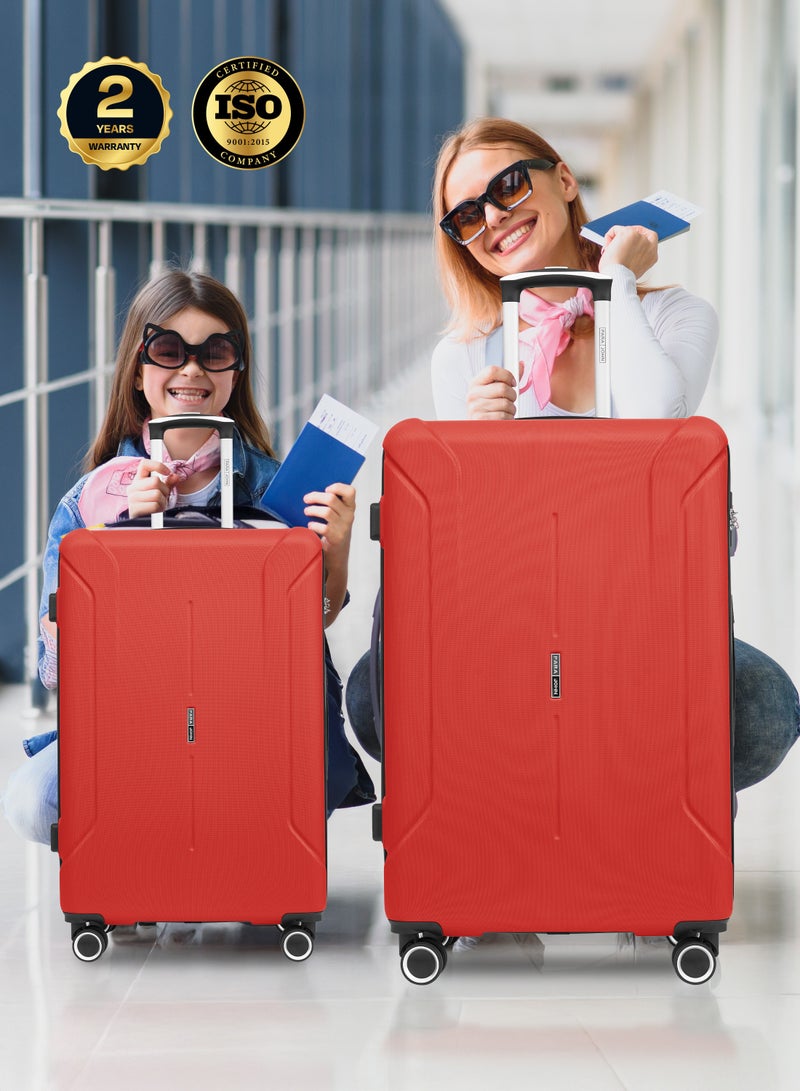 بارا جون حقيبة سفر بعجلات كبيرة خفيفة الوزن من بلاستيك  صلبة -  بوصة تحمل  كجم بعجلات رباعية حمراء - Image 5