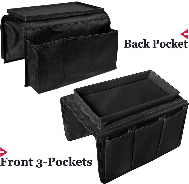 BXT Non-Slip Armchair Caddy with Cup Holder Arm Rest Organizer TV Remote Control Holder Oxford Sofa Tray Chairs Couch Storage Arm Tidy Armrest Bag Bedside Space Saver Bag for Cellphone Magazines Glasses - Image 4