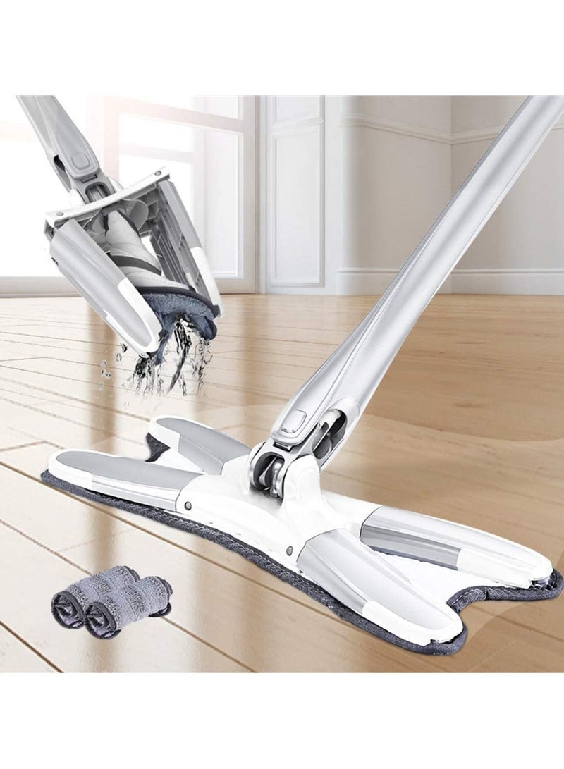 DubaiGallery X-type Floor Clean Mop with 360 Rotating Head, Microfiber Floor Mop Hand-free wash Flat Mop Manual Extrusion Household Cleaning Tools with 6pack Replacement Mop Cloths  - Image 1