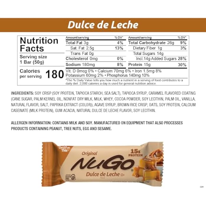 NuGo Protein Bar, Dulce De Leche, 15g Protein, Gluten Free, 15 Count - Image 3