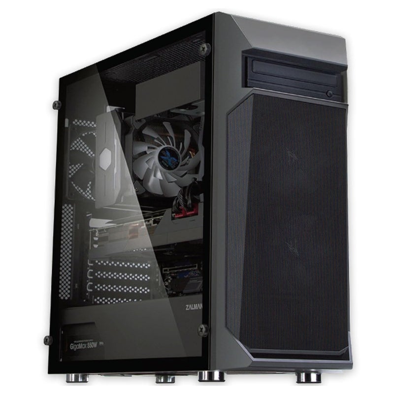 ZALMAN صندوق كمبيوتر Zalman Z1 Plus ATX Mid-Tower - لوحة جانبية من الزجاج المقسى - 3 مراوح 120 مم مثبتة مسبقًا - دعم 5.25" ODD - USB 3.0 - هيكل كمبيوتر مكتبي - Image 1