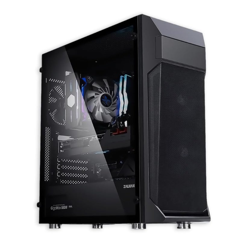 ZALMAN صندوق كمبيوتر Zalman Z1 Plus ATX Mid-Tower - لوحة جانبية من الزجاج المقسى - 3 مراوح 120 مم مثبتة مسبقًا - دعم 5.25" ODD - USB 3.0 - هيكل كمبيوتر مكتبي - Image 2