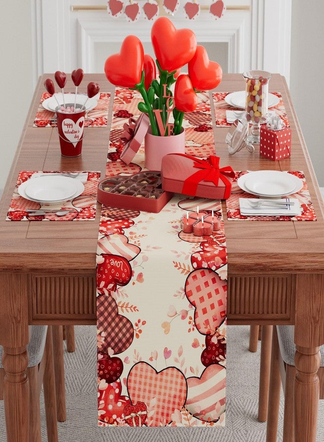 XCHI Love Hearts Valentine's Day Table Runner Table Decoration for Party Home Kitchen Dining Holiday Decor 13x72 Inch - Image 2