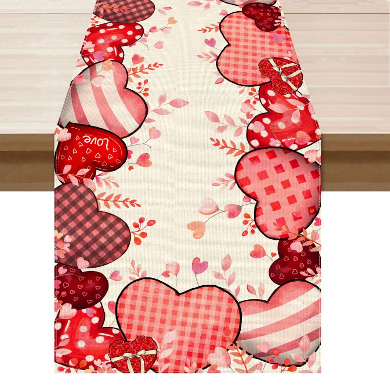 XCHI Love Hearts Valentine's Day Table Runner Table Decoration for Party Home Kitchen Dining Holiday Decor 13x72 Inch - Image 1