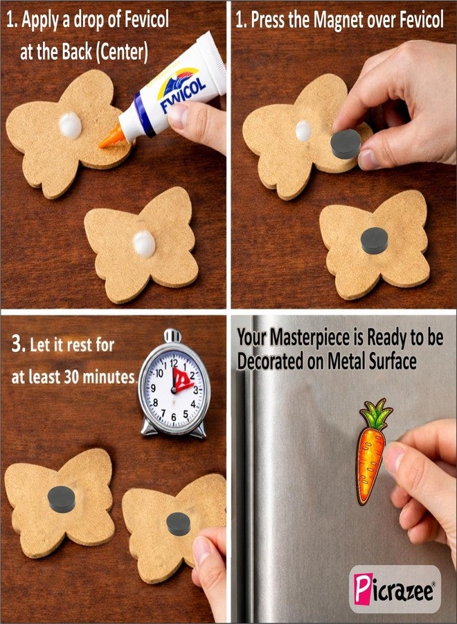 Picrazee DIY Kit for Kids & Adults – Vegetable Fridge Magnet Painting Kit (11 Designs) | Ready-to-Paint 5.5 mm Thick Wooden DIY Craft Kit with Colors, Brushes & Magnets | Screen-Free Activity (Vegetables) - Image 5