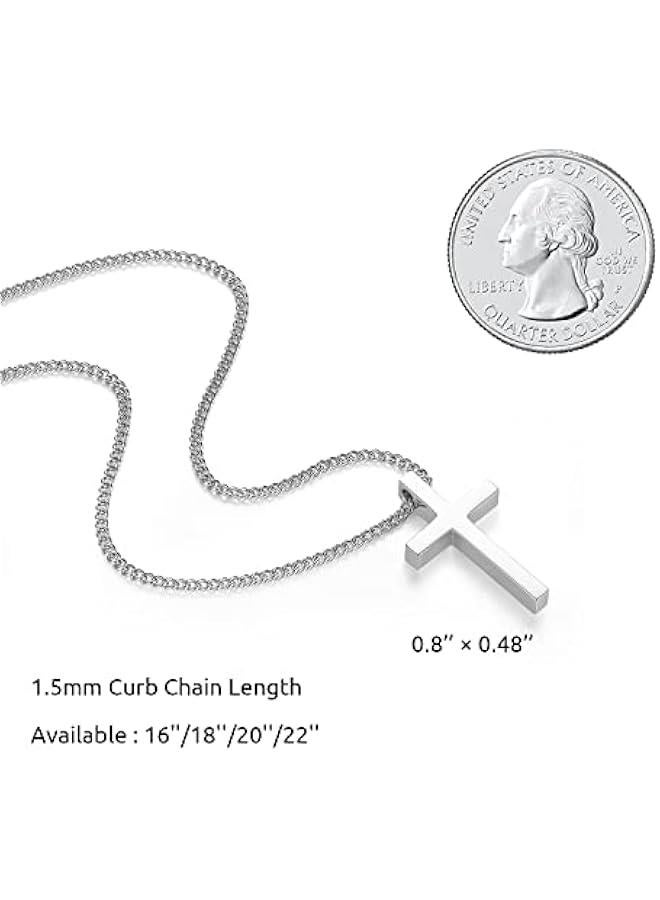 Arabest Black Gold Silver Cross Necklace for Boys Stainless Steel Mens Cross Pendant Chain Necklace for Men Women Religious Jewelry Gifts for Boys Girls Chain 16-24 Inches - Image 5