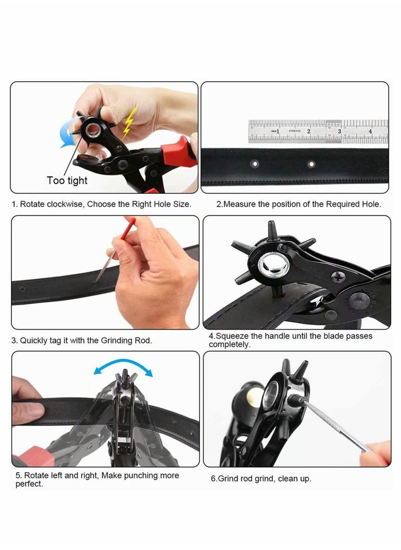 KASTWAVE - Leather Hole Punch Set Upgraded Version Set for Belts Watch Bands Dog Collars Shoes Fabric DIY or Craft Projects Super Heavy Duty Rotary Puncher Multi Hole Sizes Maker Tool - Image 1