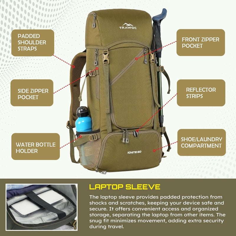 TRAWOC IGNITE 50L Travel Backpack - Image 4