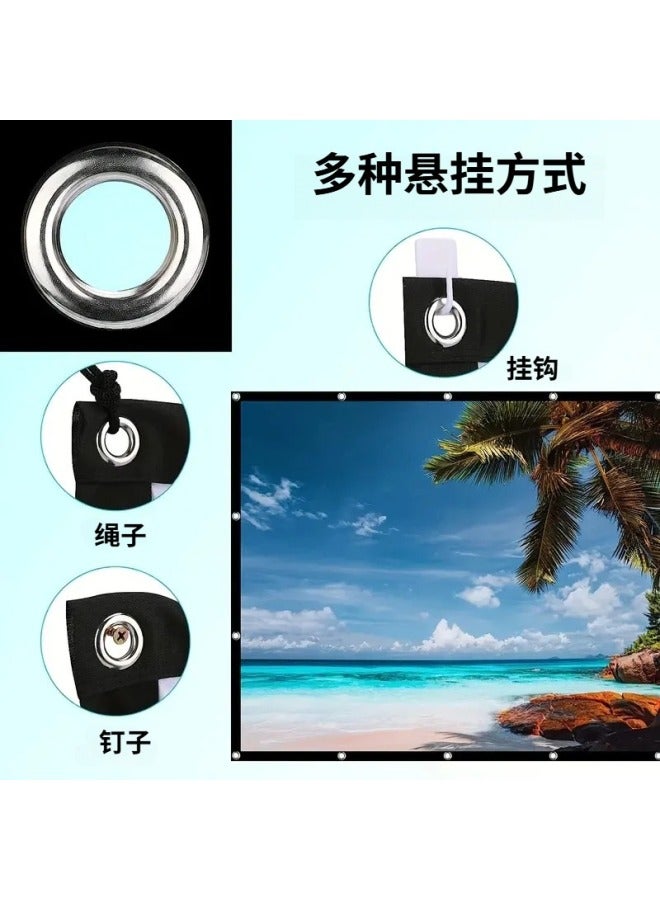 Simple Folding 150inch Portable Polyester Soft Curtain Projector Outdoor Projection Screen Outdoor Portable - Image 2